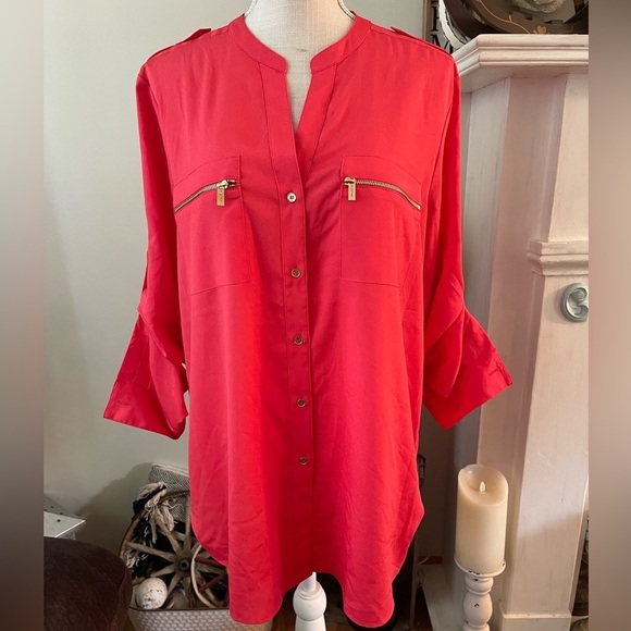 Calvin Klein ladies blouse. Salmon Color! Super pretty. Only worn once. Size XL - Picture 1 of 7